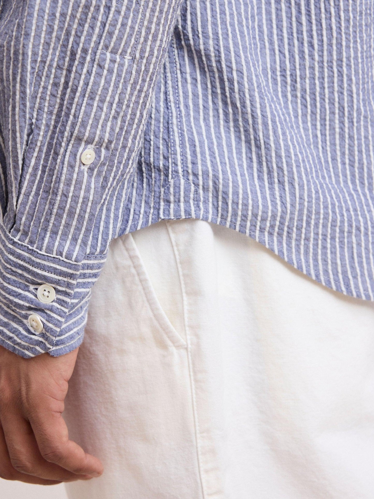 Casual soft and comfortable navy blue striped shirt