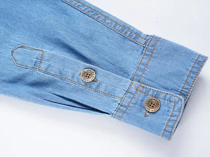 🔥 BEST SELLER | 8PCS $24.63 | Men’s Washed Cotton Long-Sleeve Denim Work Shirt