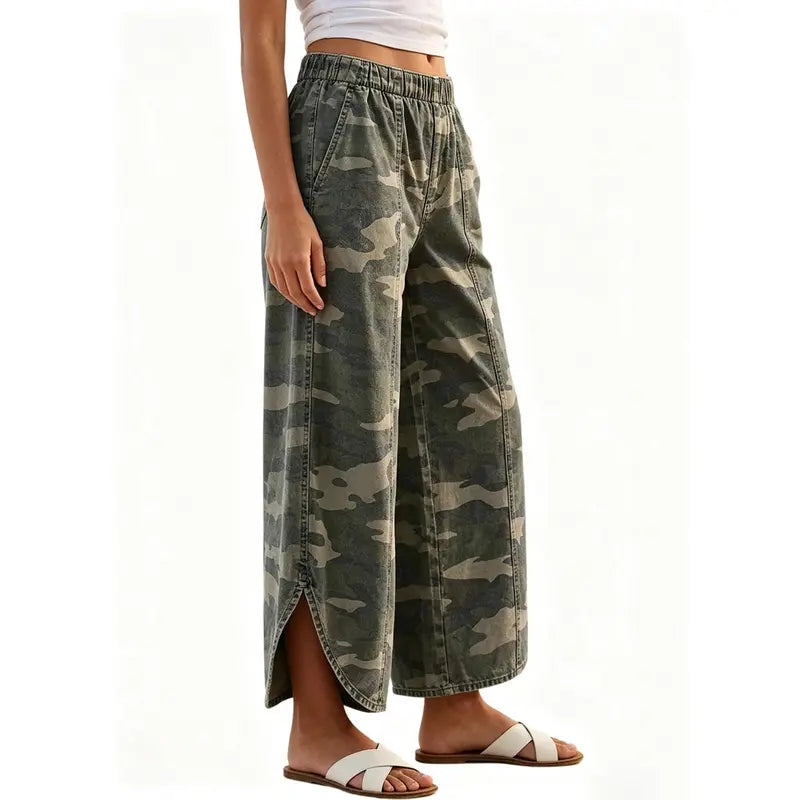 Green camouflage pants side view