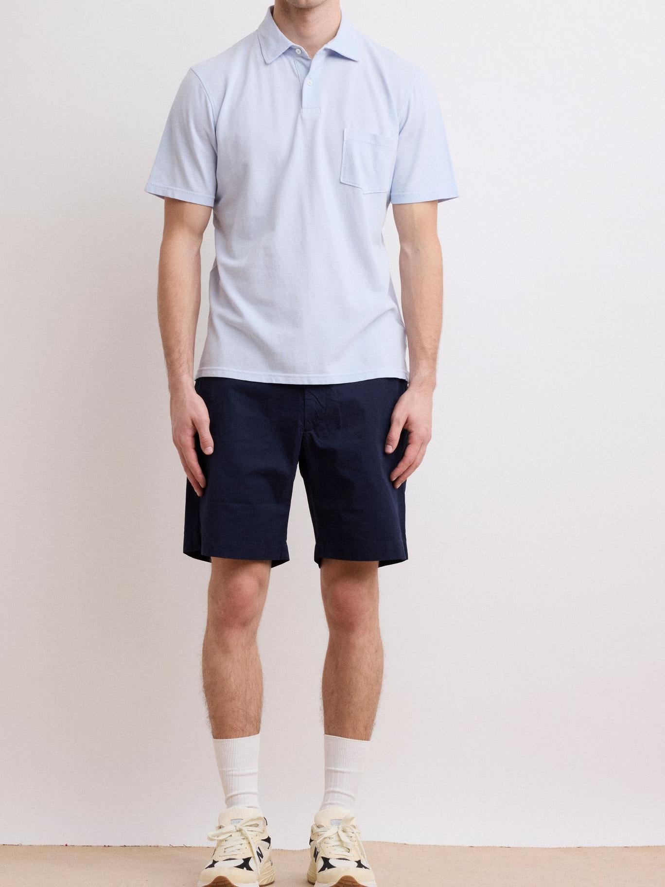 Comfortable Casual Breathable Soft Faded Blue Polo Shirt