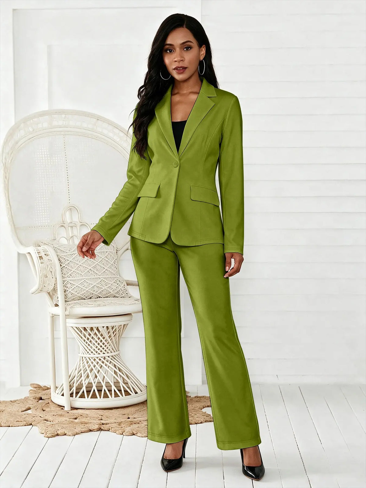 Women's Green blazer and pant two-piece set