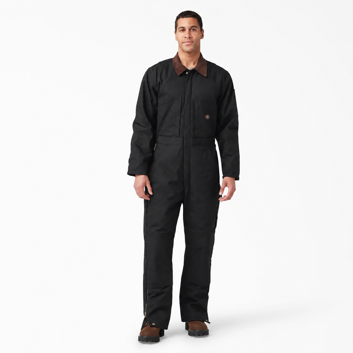 Men's black insulated utility work coveralls