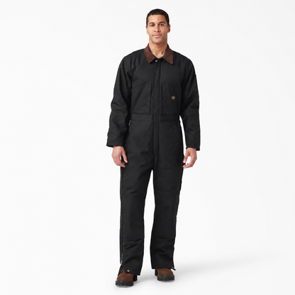Men's black insulated utility work coveralls