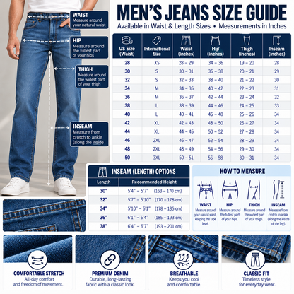 Men's Organic Cotton Slim-Fit Stretch Jeans – Classic 5-Pocket Jeans with Zip Fly & Belt Loops