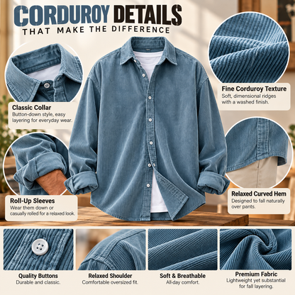 Men’s oversized corduroy shirt model fit