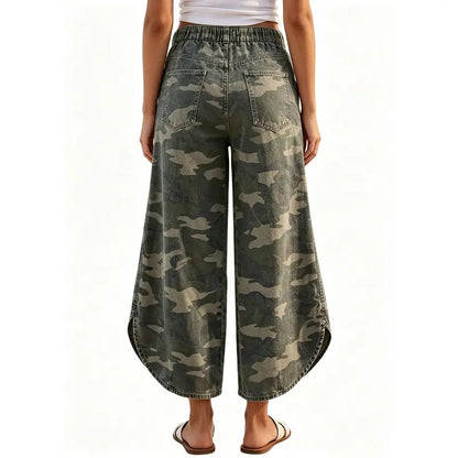 Green camouflage pants back view