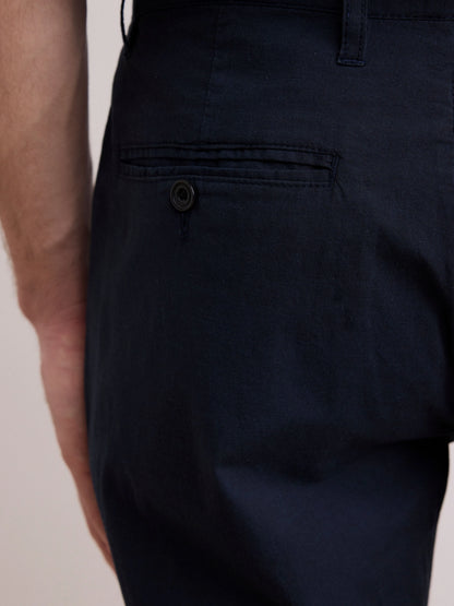 Casual Style Deep Blue Cotton Pants