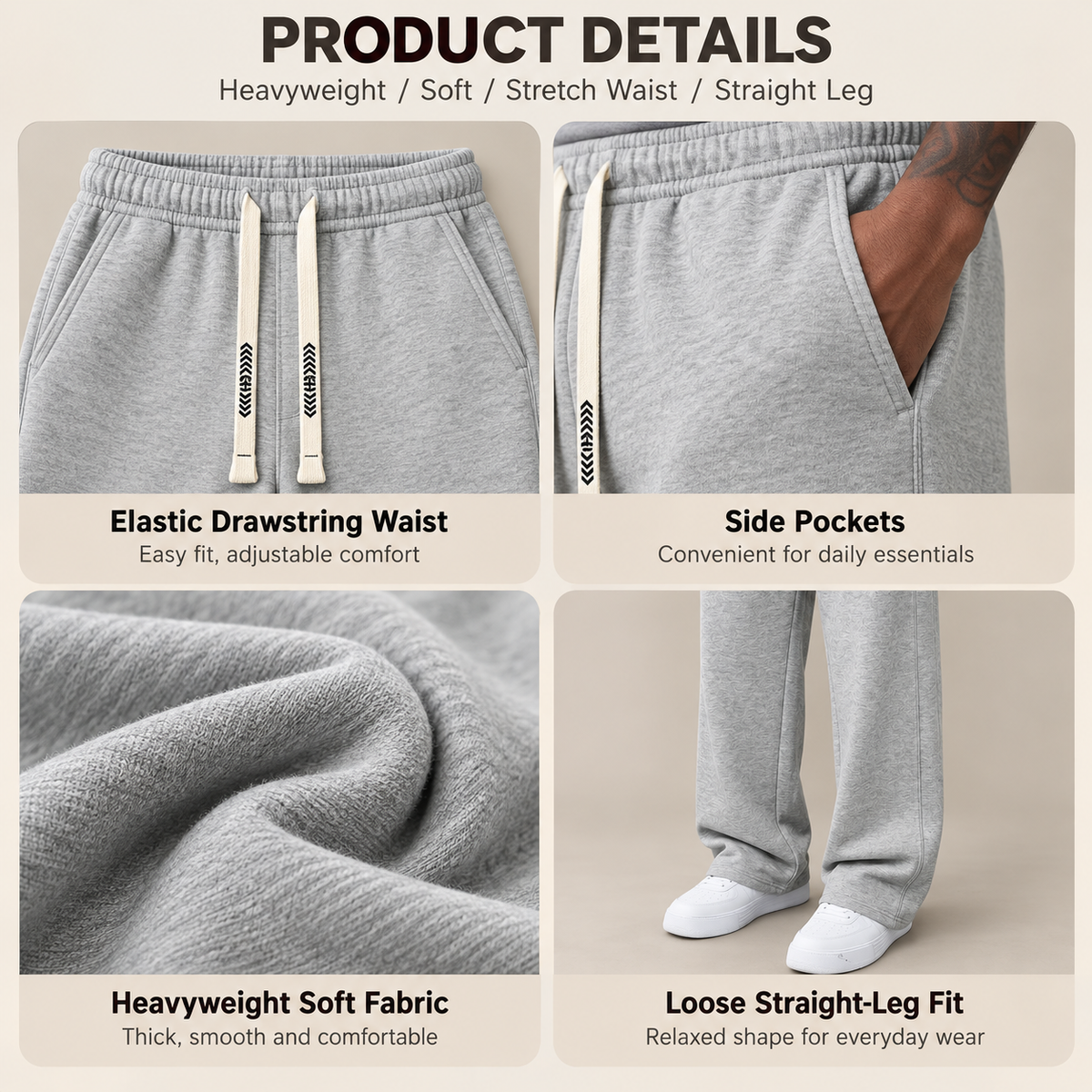 Men's heavyweight straight-leg pants product details