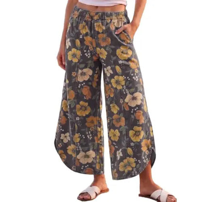 Retro floral pants front view
