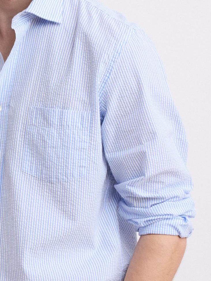 Casual Soft And Comfortable Sky Blue Striped Shirt