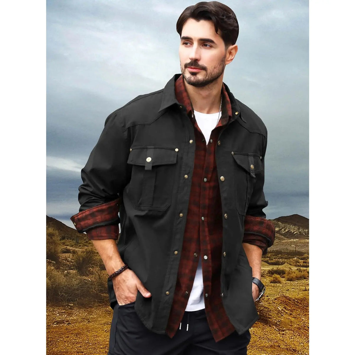 🔥 BESTSELLER | 6PCS $25.99 | Men's Flannel-Lined Western Shacket