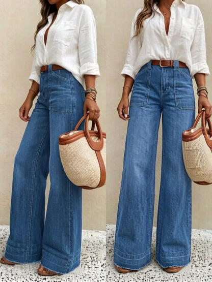 🔥 BESTSELLER | 8PCS $24.95 | Women's High-Waist Wide-Leg Jeans