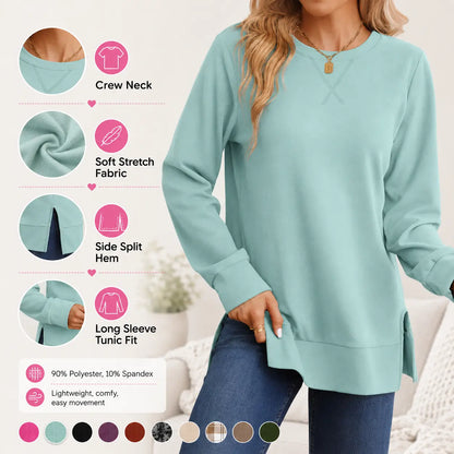 🔥 BESTSELLER | 8PCS $25.99 | Women's Side-Split Long Sleeve Tunic Sweatshirt