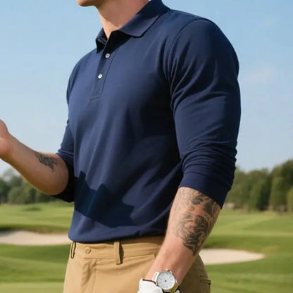 Men's lightweight long sleeve polo shirt