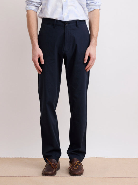 Casual Style Deep Blue Cotton Pants