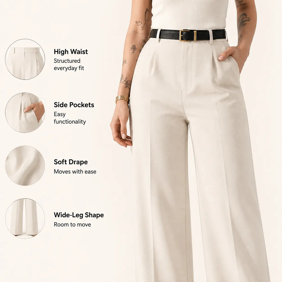 🔥 BESTSELLER | 6PCS $24.63 | Women's High-Waisted Wide Leg Trousers