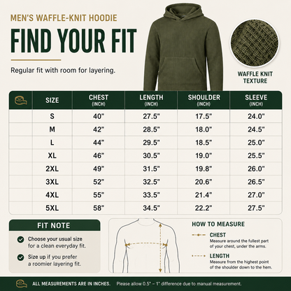 🔥 BESTSELLER | 6PCS $24.63 | Men’s Waffle-Knit Pullover Hoodies