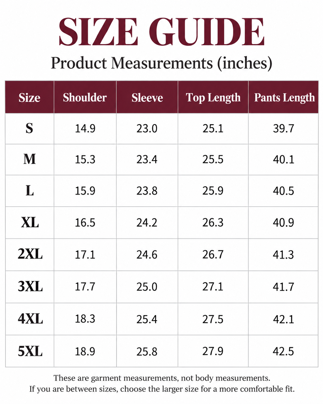 Women's blazer pant set size guide – bust waist and hips