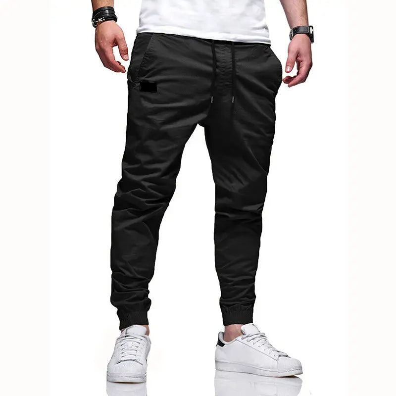 Black drawstring cuffed jogger pants