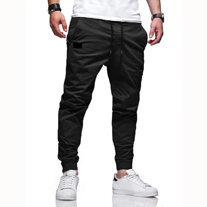 Black drawstring cuffed jogger pants
