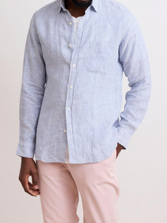 Soft And Comfortable Navy Blue And White Striped Shirt