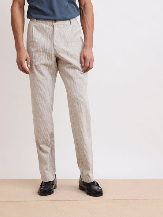 Men's Beige Straight Fit Pants