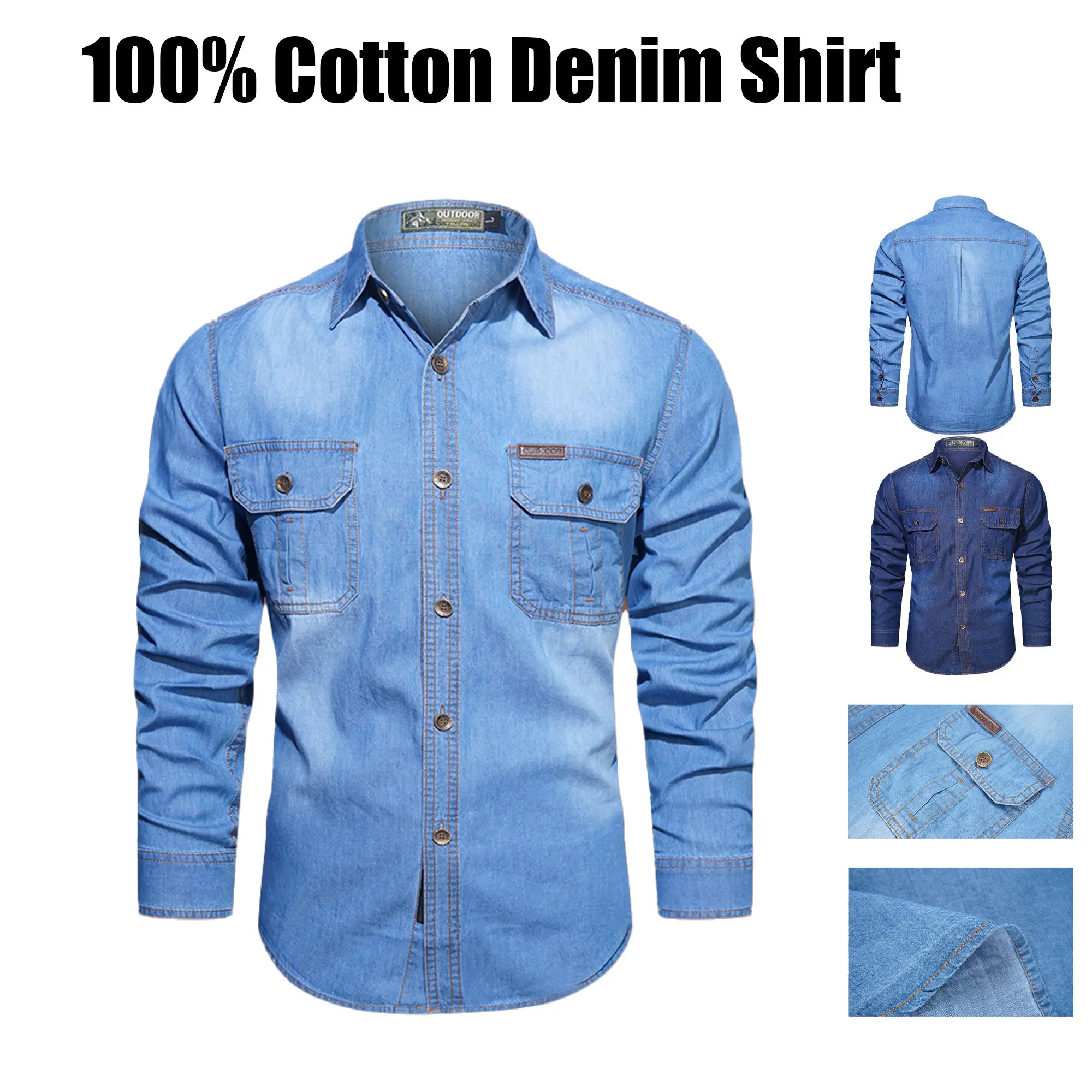 100 percent cotton denim work shirt
