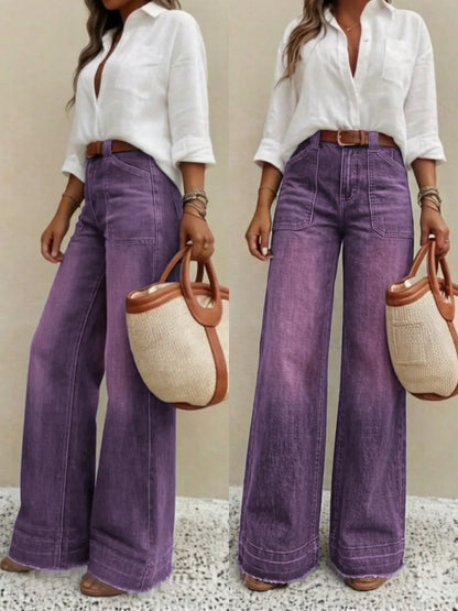 🔥 BESTSELLER | 8PCS $24.95 | Women's High-Waist Wide-Leg Jeans