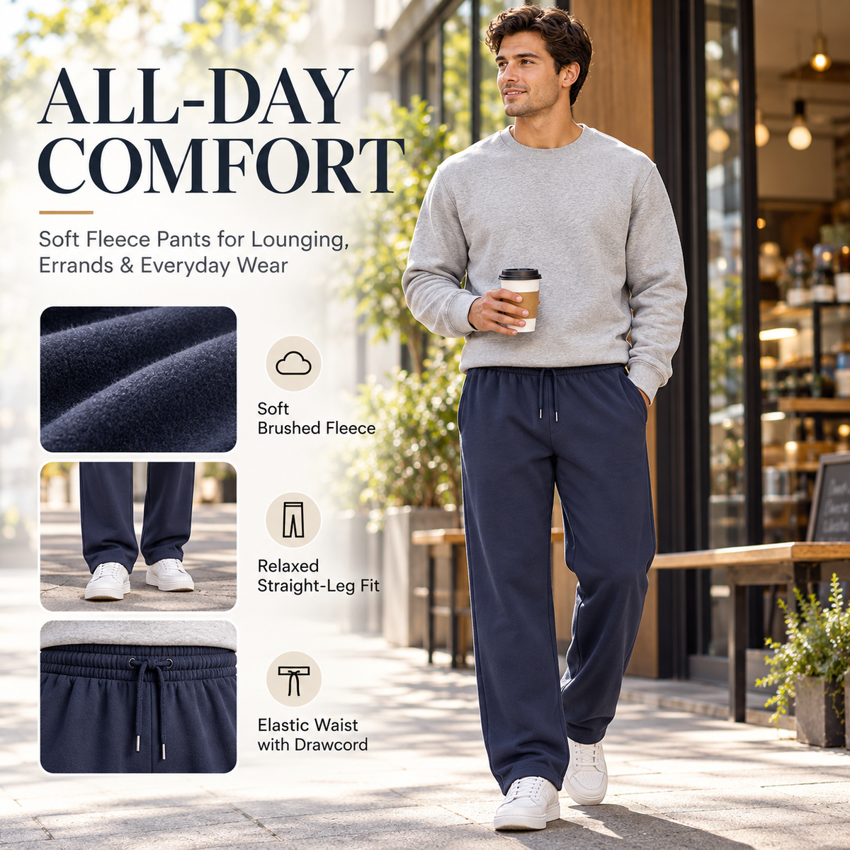 🔥 BESTSELLER | 6PCS $24.95 | Men's Straight-Leg Fleece Pants