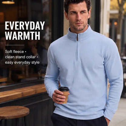 Quarter zip pullover neckline fabric and fit details