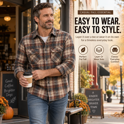 Men's plaid work shirt casual fall styling