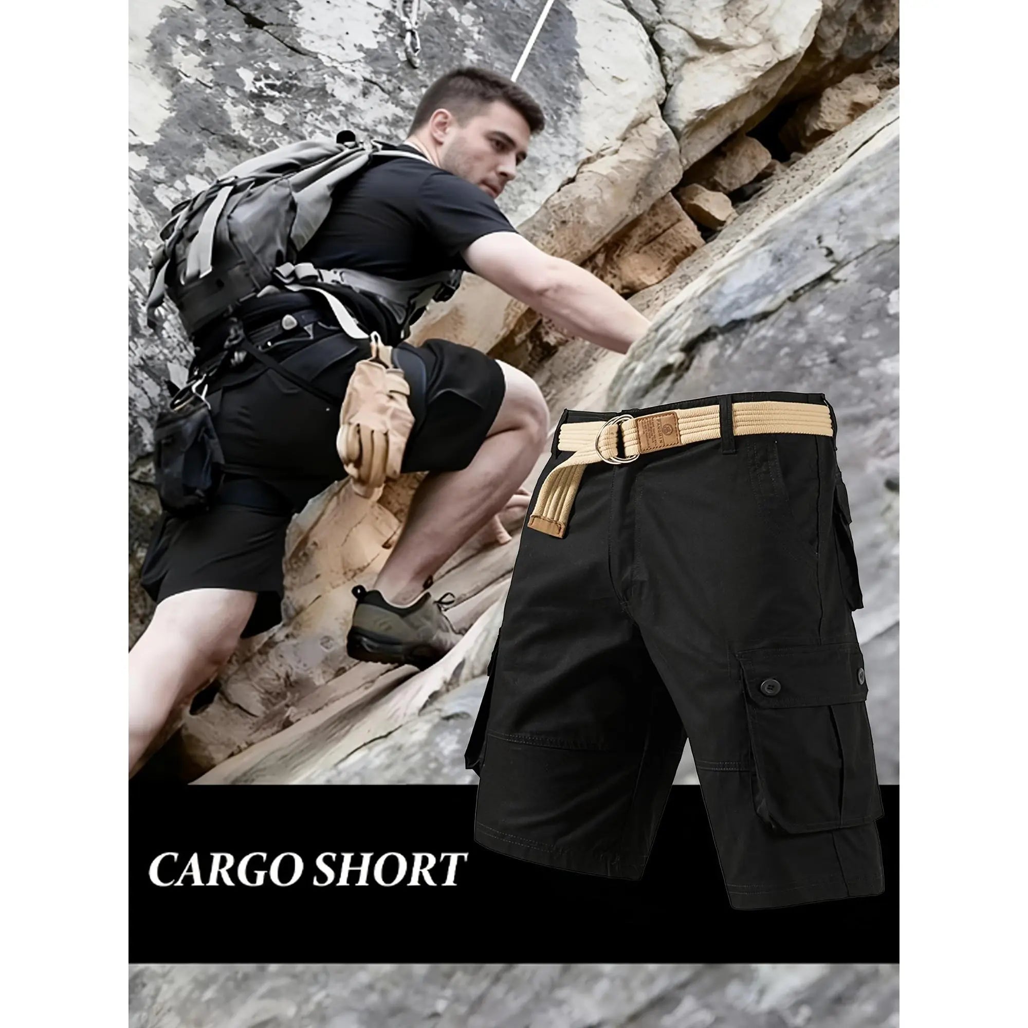 Men wearing cargo shorts for outdoor climbing and hiking