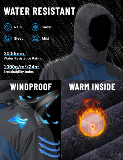 Water-resistant windproof and warm fleece jacket features