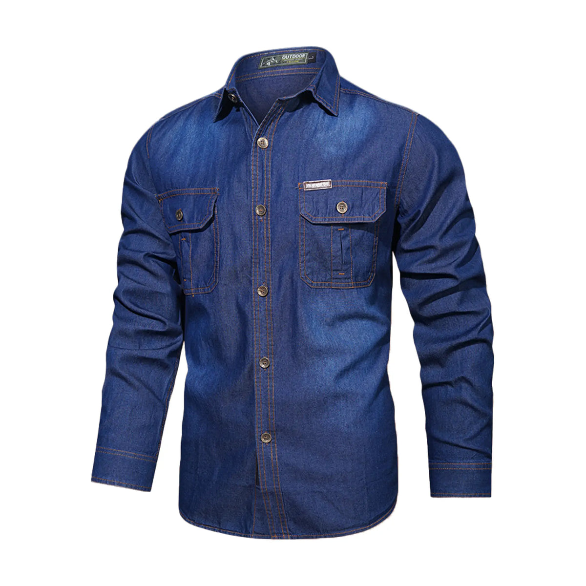 🔥 BEST SELLER | 8PCS $24.63 | Men’s Washed Cotton Long-Sleeve Denim Work Shirt