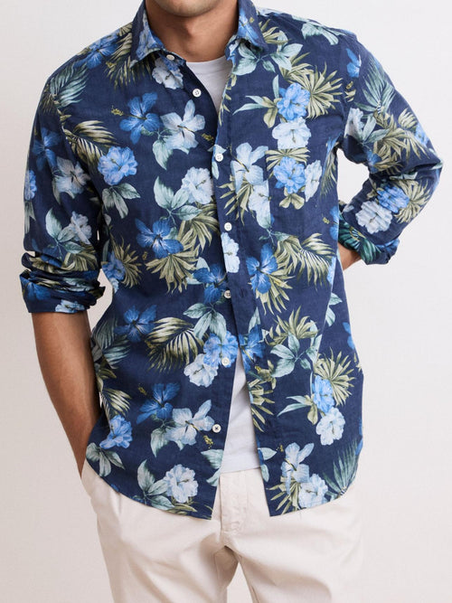 Casual Soft And Comfortable Light Blue Print Shirt