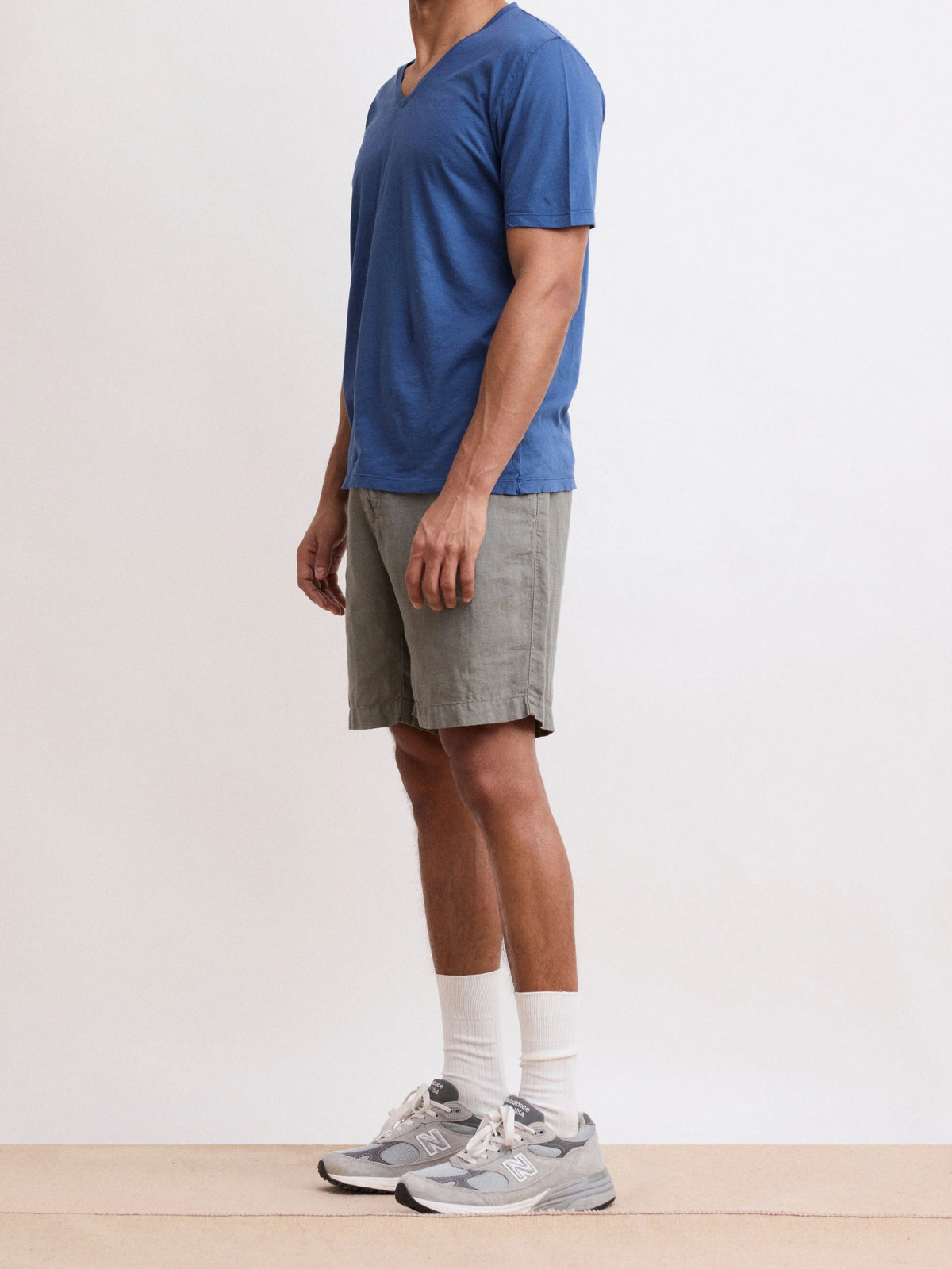 Men's Army Green Linen Shorts