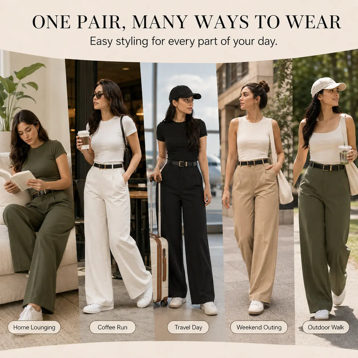 🔥 BESTSELLER | 6PCS $24.63 | Women's High-Waisted Wide Leg Trousers