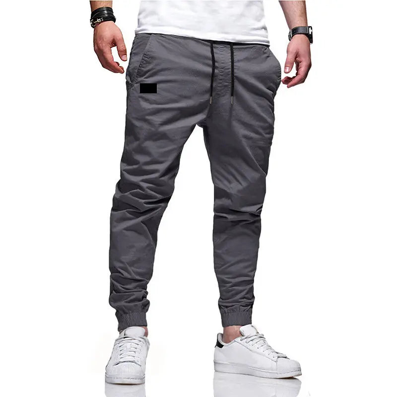 Dark gray drawstring cuffed jogger pants