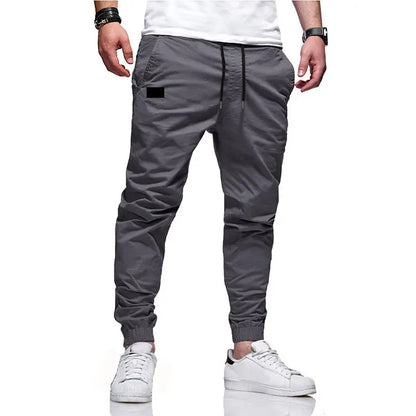 Dark gray drawstring cuffed jogger pants