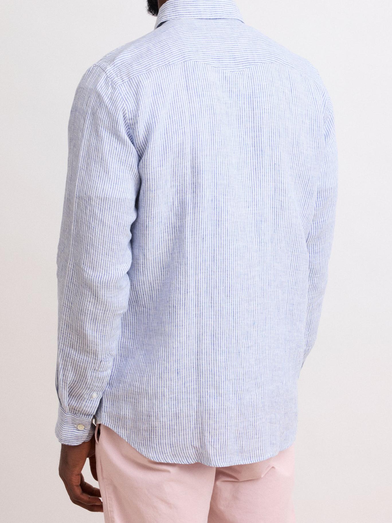 Soft And Comfortable Navy Blue And White Striped Shirt