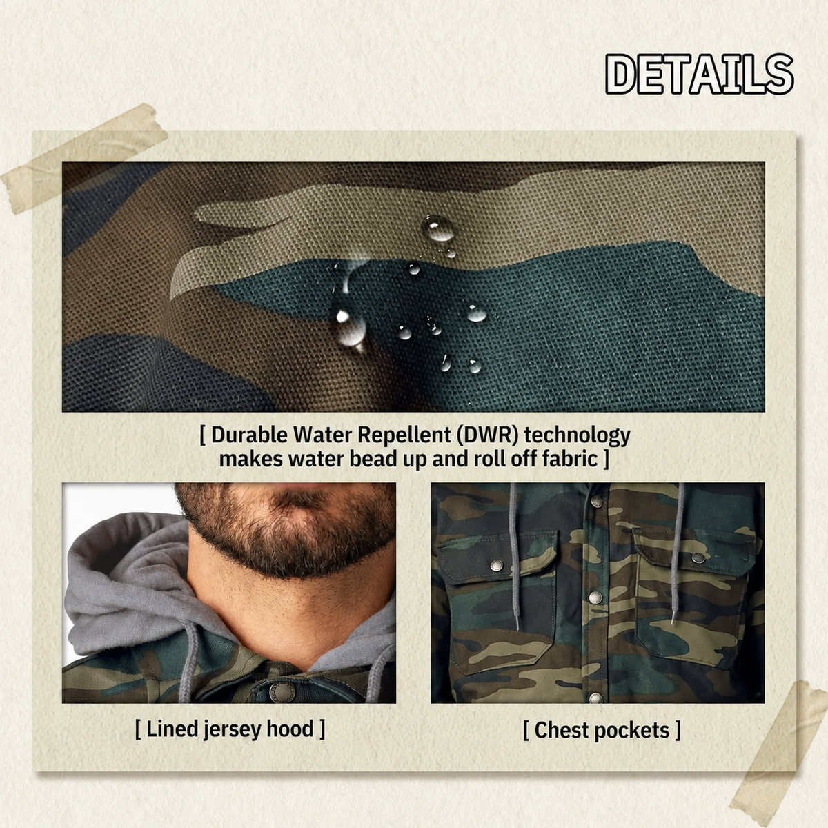🔥 BESTSELLER | 4PCS $19.95 | Men's Water-Repellent Hooded Shirt Jacket