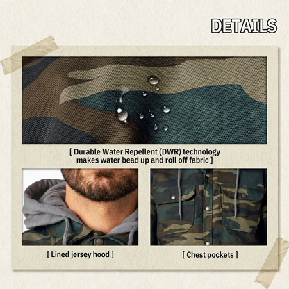 🔥 BESTSELLER | 4PCS $19.95 | Men's Water-Repellent Hooded Shirt Jacket