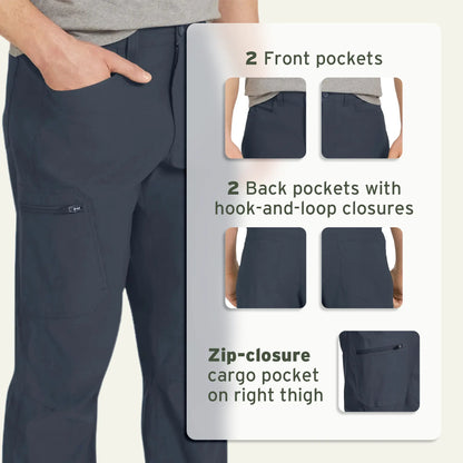 Secure pocket system on men's outdoor hiking pants