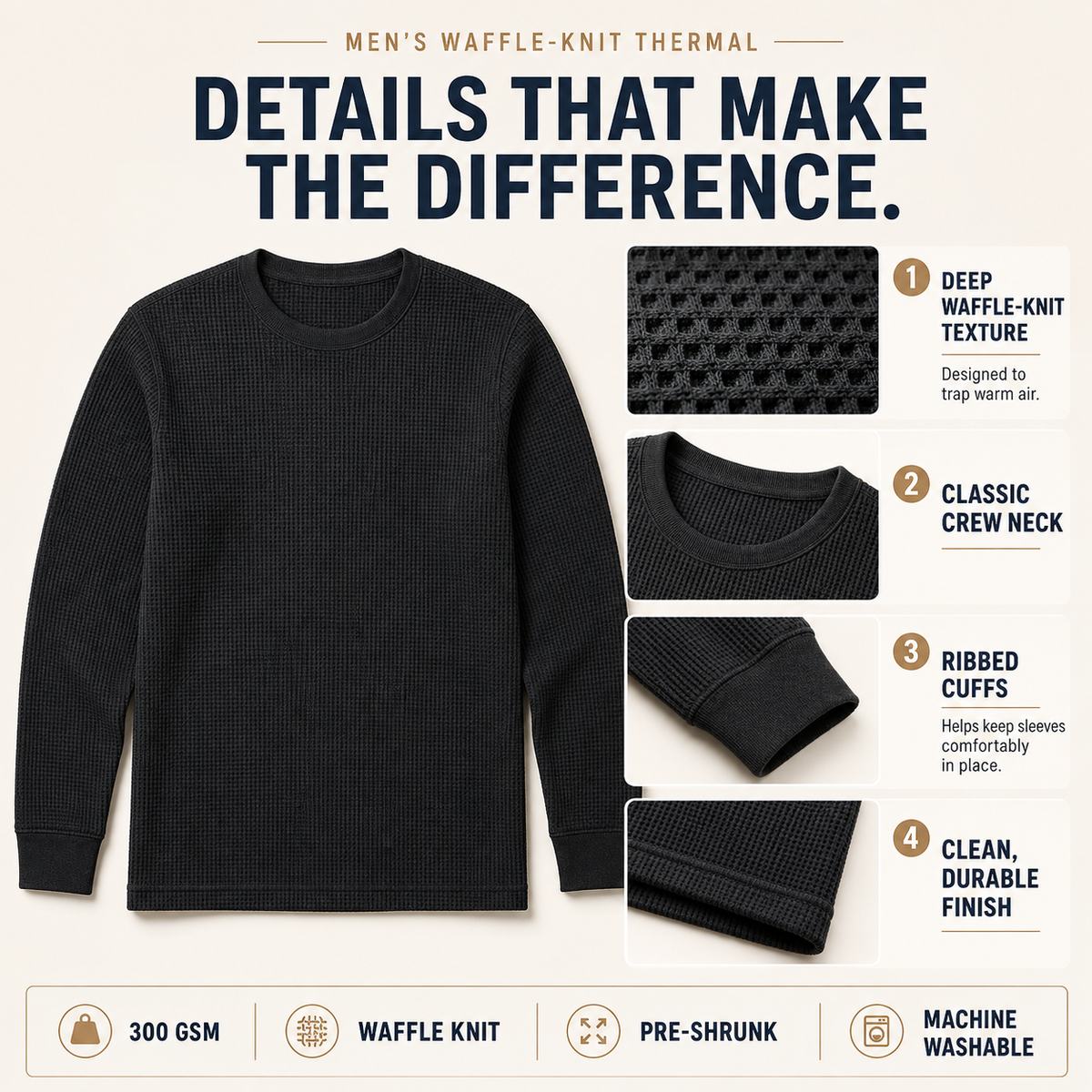 🔥 BESTSELLER | 10PCS $25.99 | Men’s Waffle-Knit Thermal Shirts