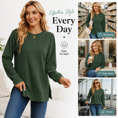 🔥 BESTSELLER | 8PCS $25.99 | Women's Side-Split Long Sleeve Tunic Sweatshirt