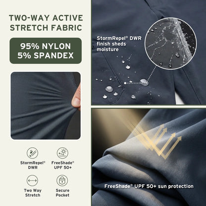 Stretch water-repellent hiking pants fabric details