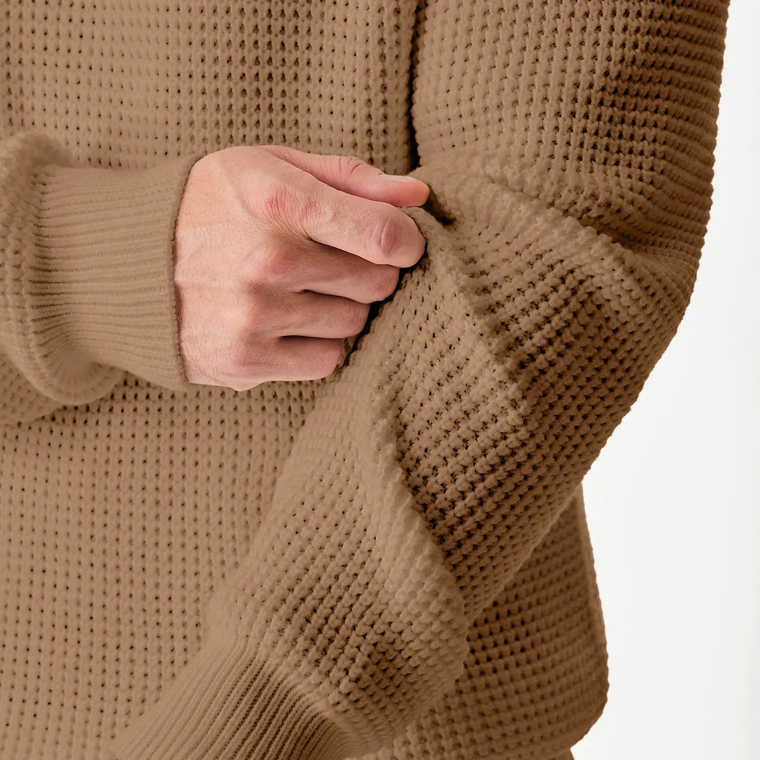 Men’s Waffle Knit Sweater - Ribbed Cuff Detail