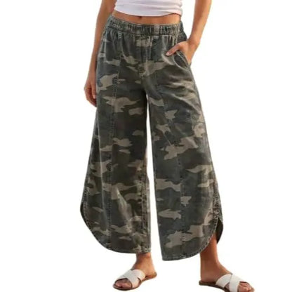 Green camouflage pants front view