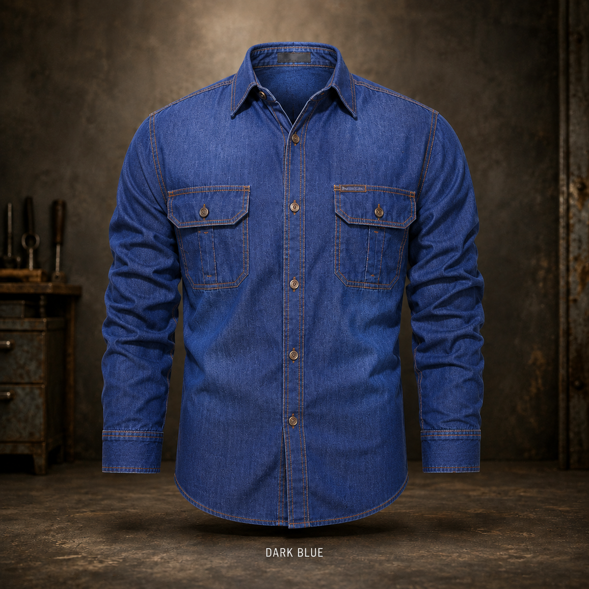 🔥 BEST SELLER | 8PCS $24.63 | Men’s Washed Cotton Long-Sleeve Denim Work Shirt