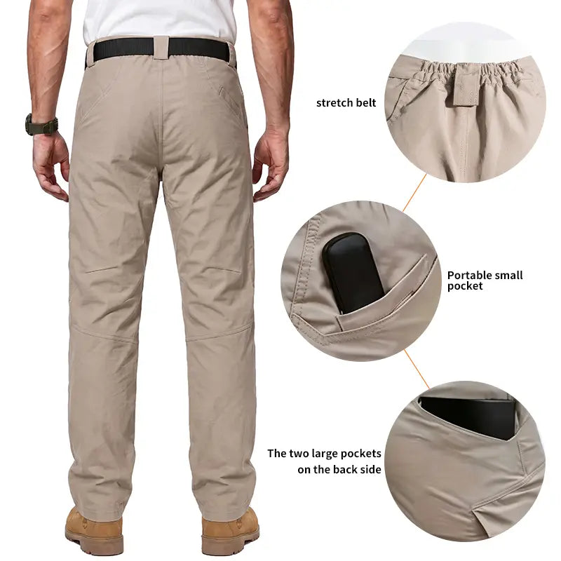 Men’s Tactical Cargo Trousers - Rear Pockets and Waist